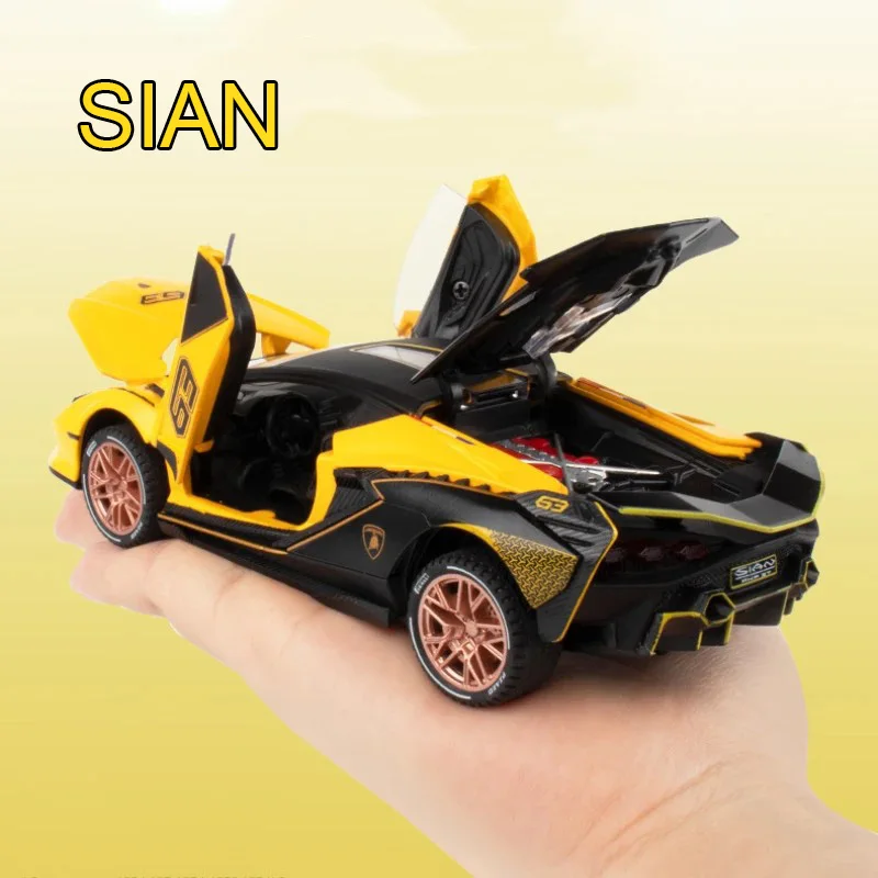 1/32 Lambo Sian Toys Model Car Alloy Diecasts Vehicle Models with Light and Sound Super Sport Cars for Children Birthday Gifts