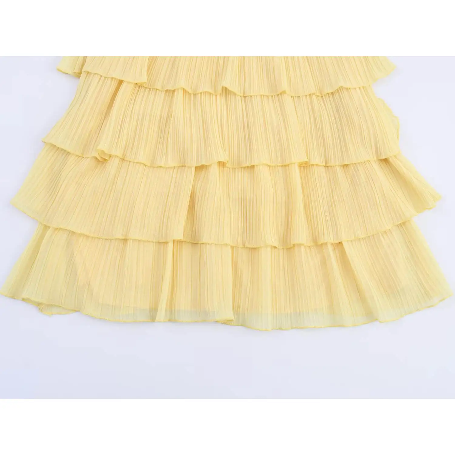 Vestido F de Design Moderno Primavera JNLEAOG com Gola Suspensa e Decoração em Camadas, Versão H em Fibra de Poliéster