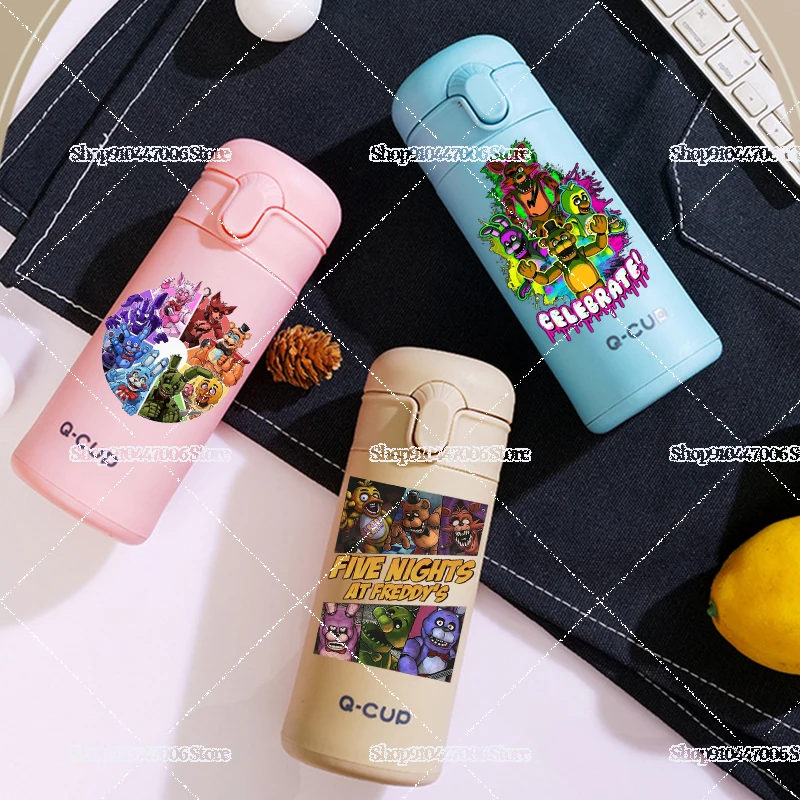 New FNAF Prin Bouncing Linglong Cup Cartoon Five Nights At Freddy Double Layered Insulated Glass Cup Outdoor Car Straw Water Cup