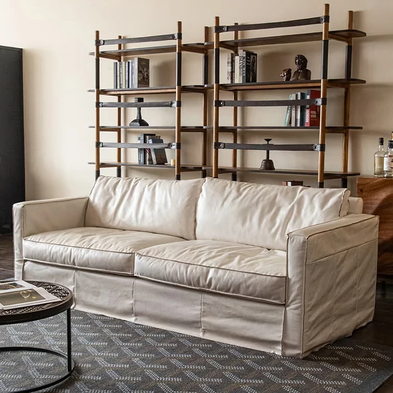 

Wabi Sand Wind B & B Straight row Cream Wind Modern Italian minimalist first layer cowhide living room