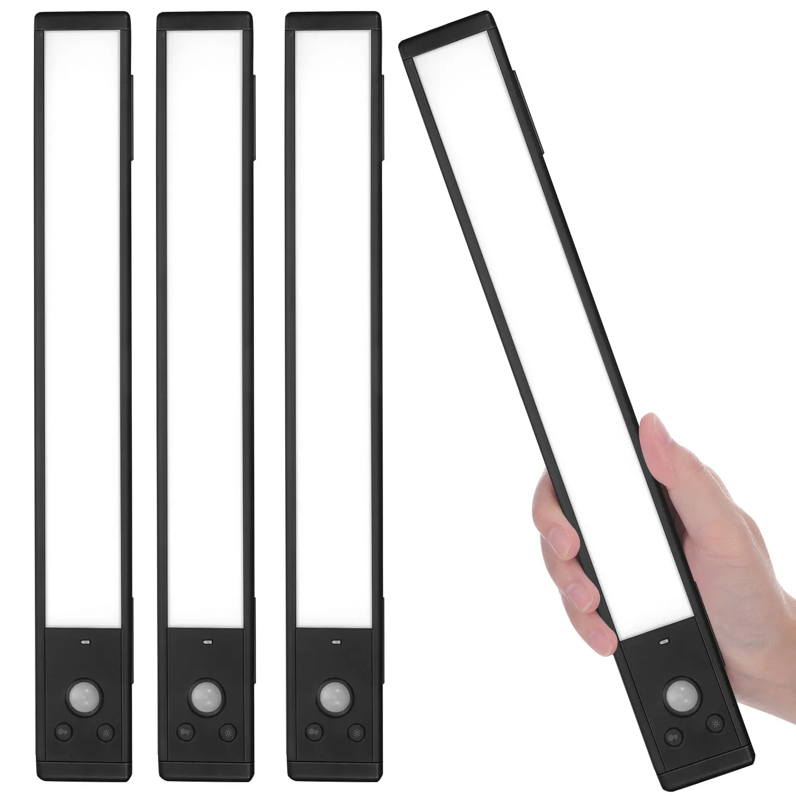 

4 шт. светодиодных светильников с датчиком движения высокой яркости для подсветки под шкафами, сенсорное управление, для кухни, стола, прихожей, лестницы