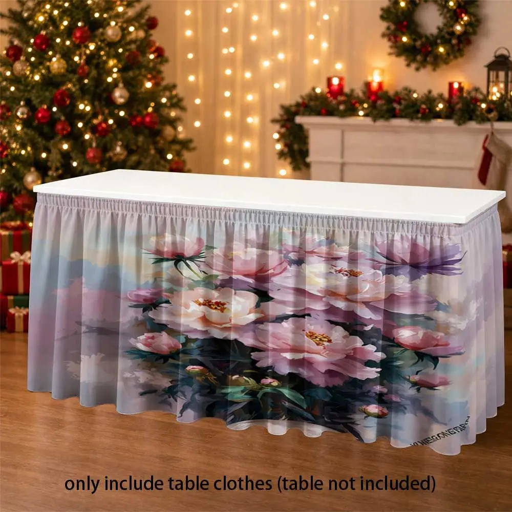 Watercolor pattern of peonies, for home decoration, office desk, party tablecloth, classroom and event tablecloth apron