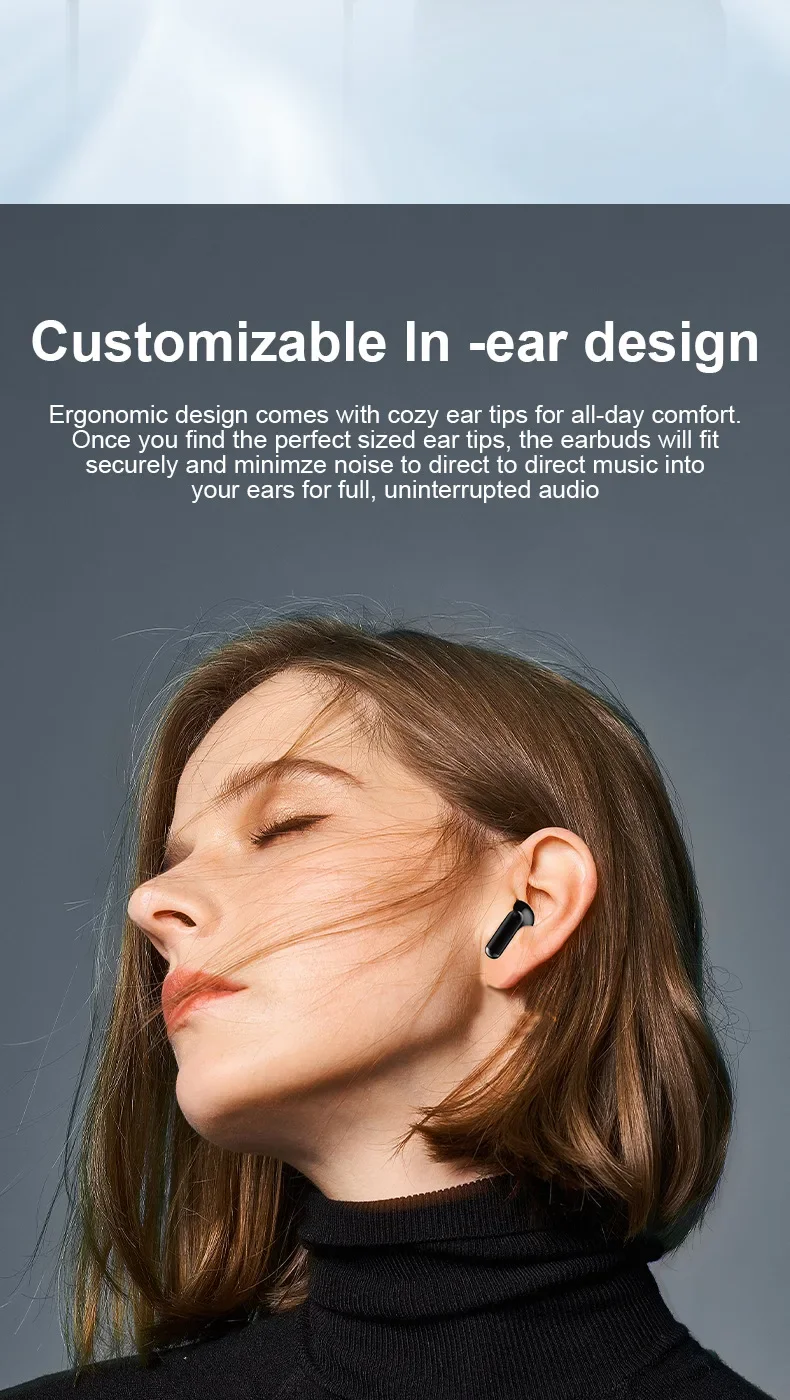 The new TWS Bluetooth 5.3 headset smart noise reduction sports game wireless headset HIFI stereo earbuds with microphone