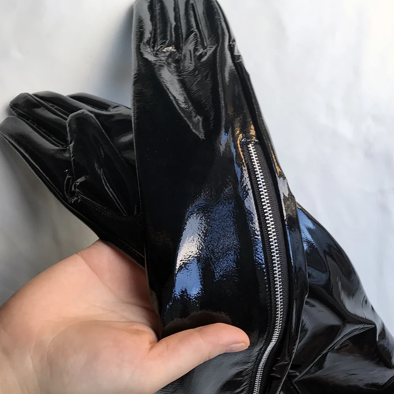 Men real sheep leather glove side open zipper long gloves Pure sheepskin gloves Driving gloves for men Customized size length
