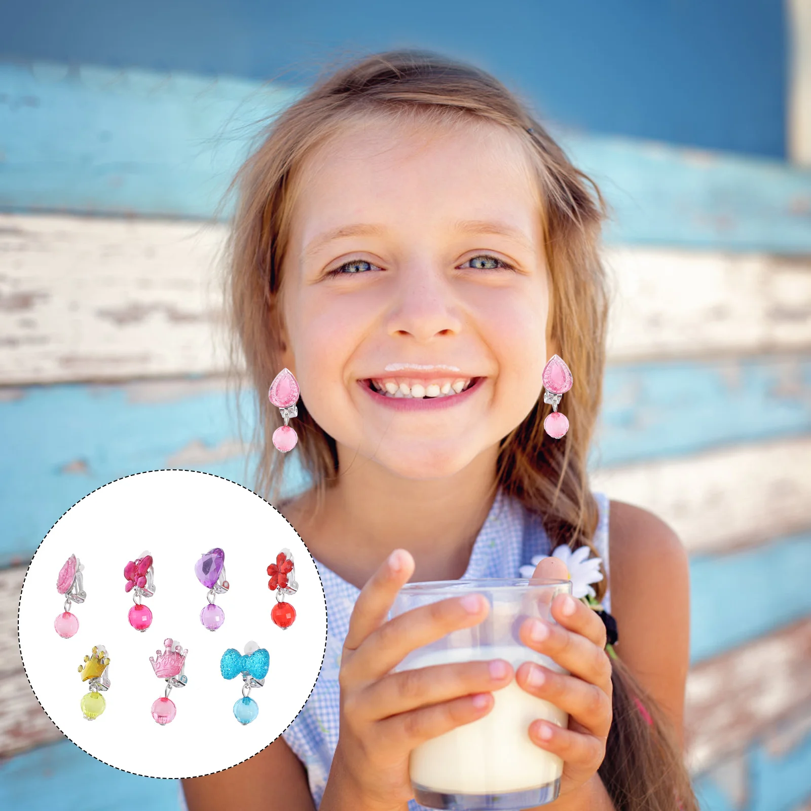 

7Pairs Clip Earrings for Children Colorful Clip on Earrings Girls Comfortable Lightweight Birthday Performance Daily Wear