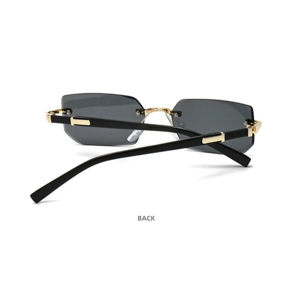 بدون شفة قطع حافة مستطيل النظارات الشمسية للجنسين بدون إطار نظارات مصمم أزياء خمر مربع الظل Y2k نظارات شمسية نظارات #3