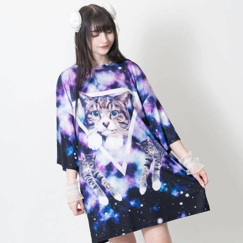Summer Women's Y2K Loose Oversized Breathable T-shirt Harajuku Style Kitten 3D Printed T-shirt Cute Casual T-shirt for Children