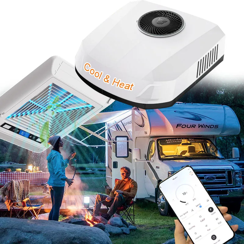 12V RV Air Conditioner Camper AC Unit With Blue Tooth Van Life Heat & Cool Outdoor Camping RV Rooftop Air Conditioner