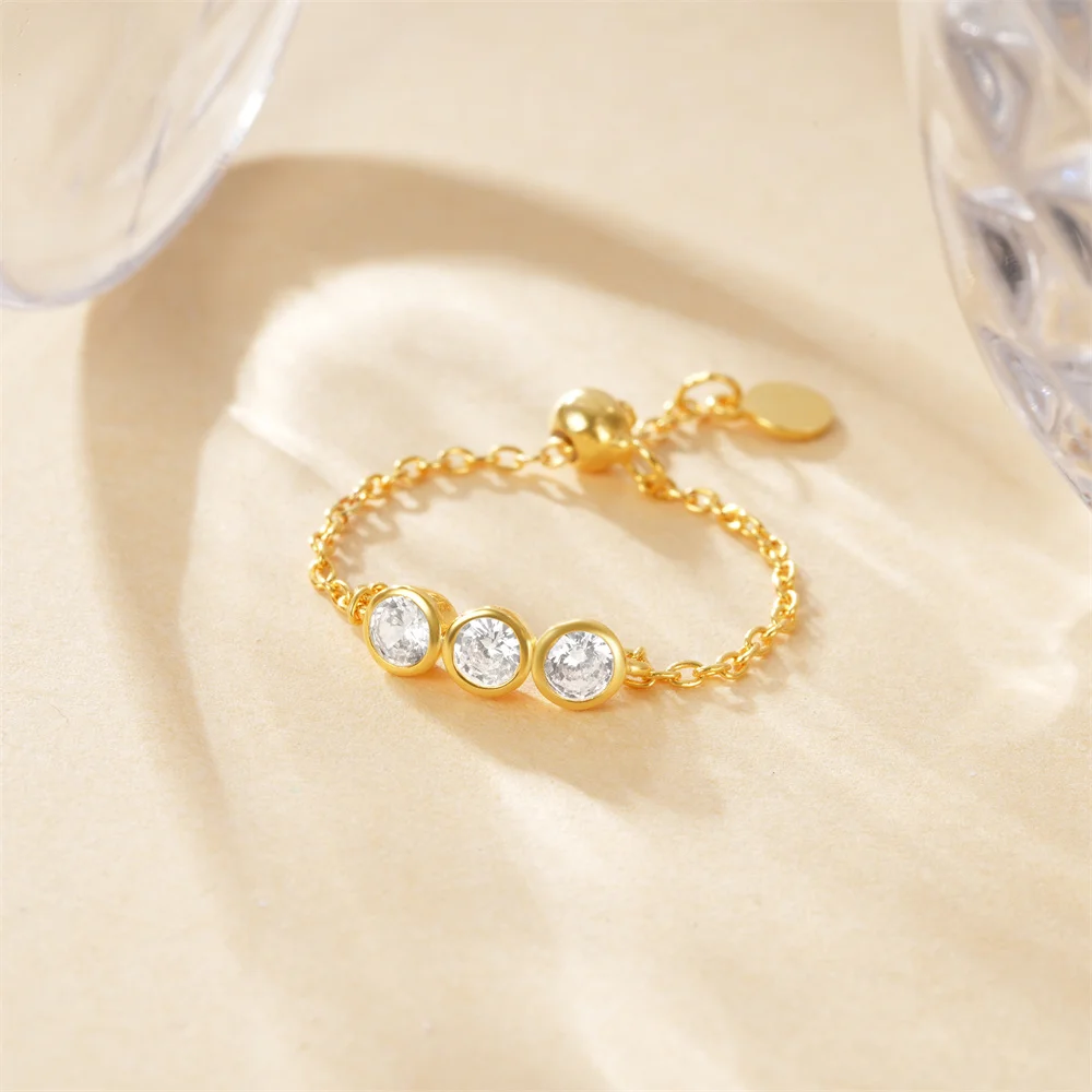 CANNER-Bagues ajustables rondes en argent regardé 925 pour femme, lien en pierre claire, CZ transparent, bague de mariage, cadeau de bijoux