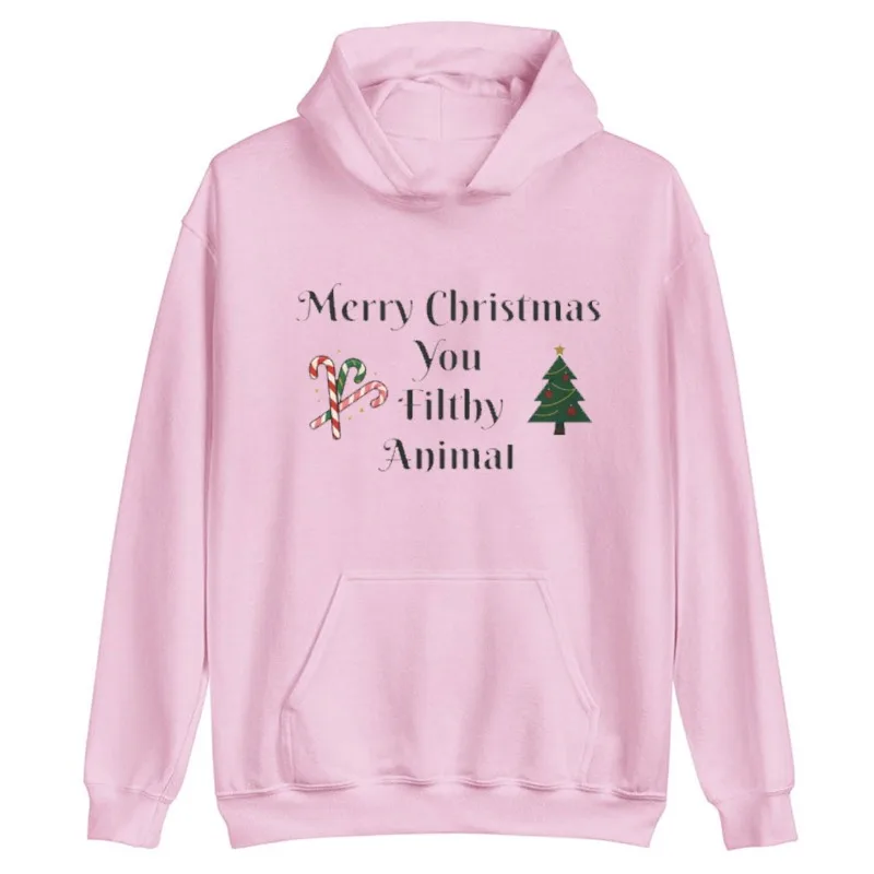 عيد ميلاد سعيد أنت القذرة الحيوان هوديي للجنسين رسم سلسلة البلوز عطلة مريحة الخريف الشتاء الحرارية شعبية هوديي