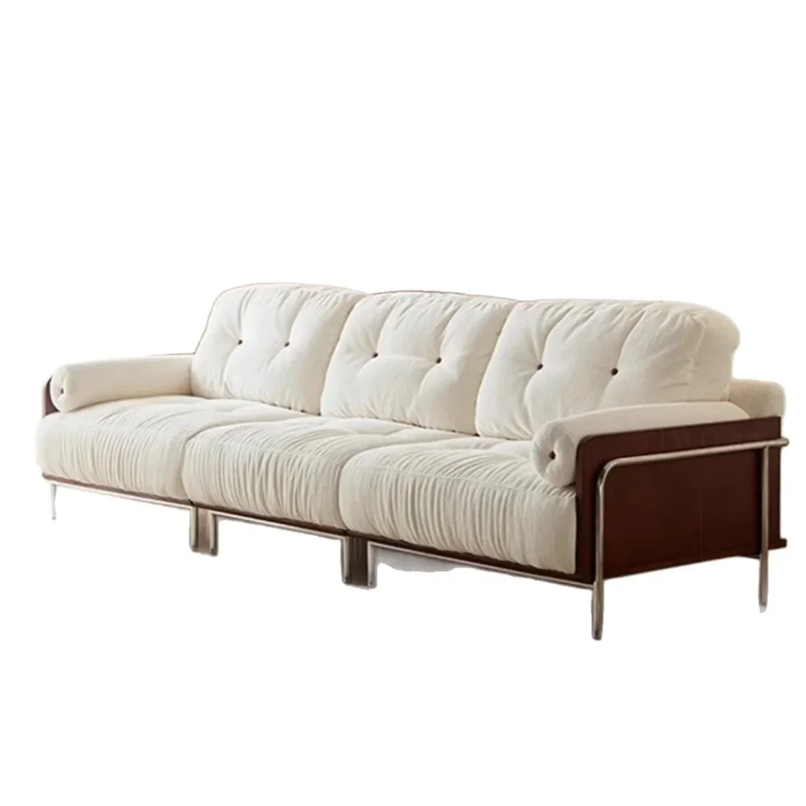 

French retro chenille velvet cloud removable and washable fabric sofa, small apartment living room straight row