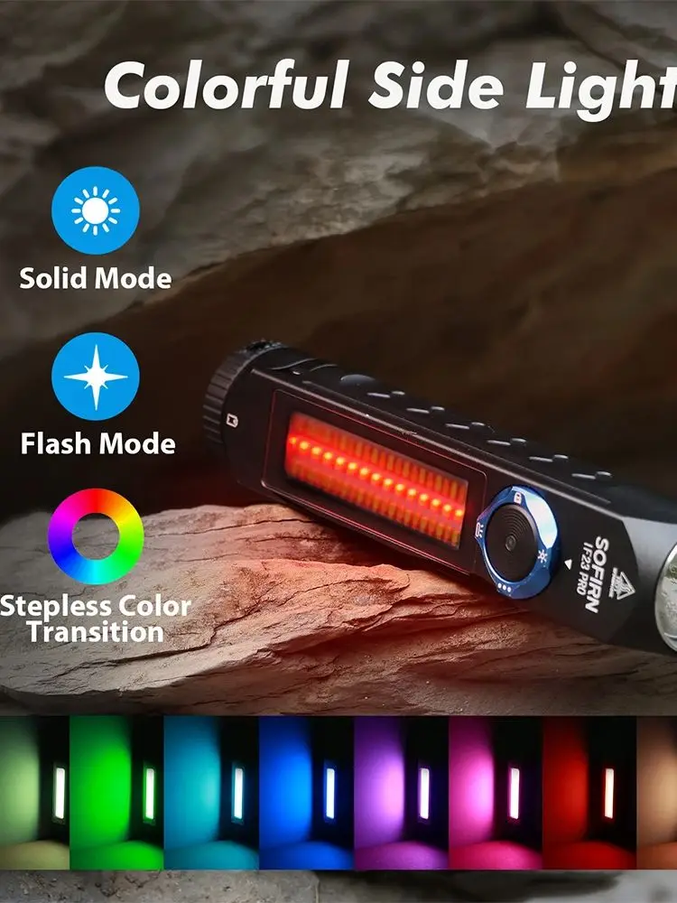 Sofirn IF23 PRO RGB lumière 5000lm XHP70B lampe de poche LED puissante 21700 5V 3A USB C torche Rechargeable avec magnétique