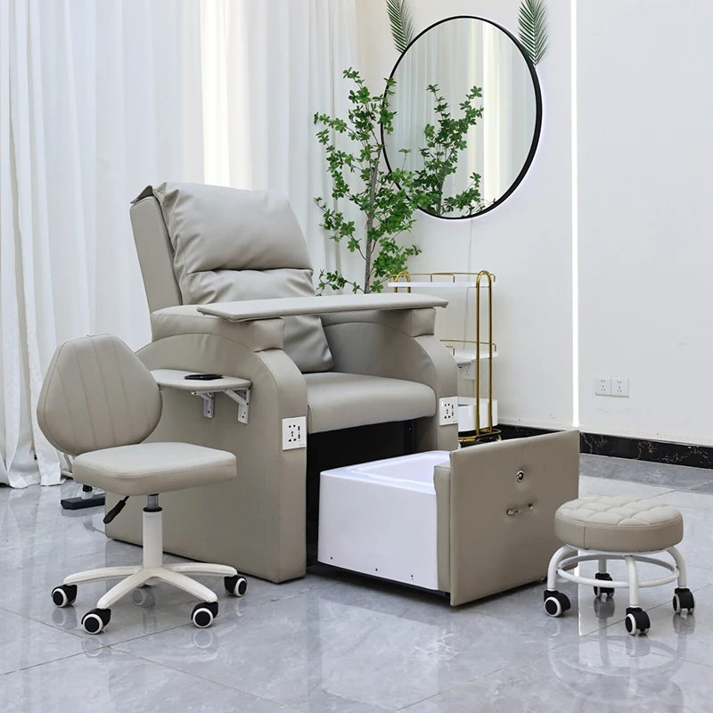 Modern Nail Salon Equipment Foot Spa Pedicure Chair Luxury Electric Kneading Massage Foot Bath Chair with Stool