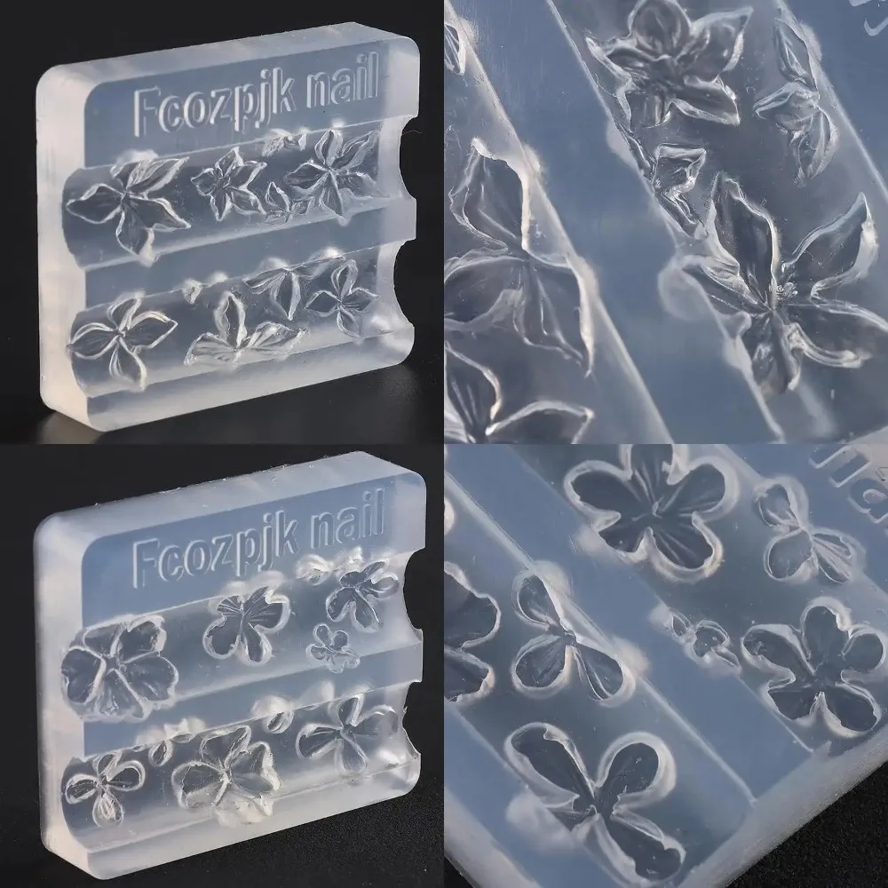 Profesional 3 unids/set 3D molde para uñas plantilla de tallado resina UV Hawaii flor de hibisco molde DIY uñas moldes de resina