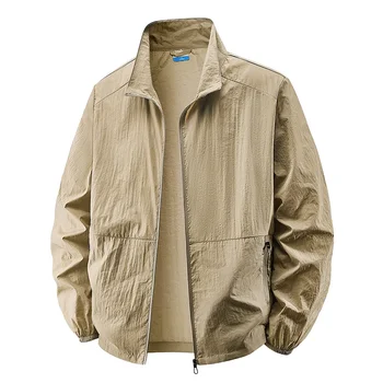 Men's UPF 50+ Sun Protection Jacket - Lightweight Windbreaker with Stand Collar Breathable & Packable for Hiking Running Travel 3 Men's UPF 50+ Sun Protection Jacket - Lightweight Windbreaker with Stand Collar Breathable & Packable for Hiking Running Travel 3