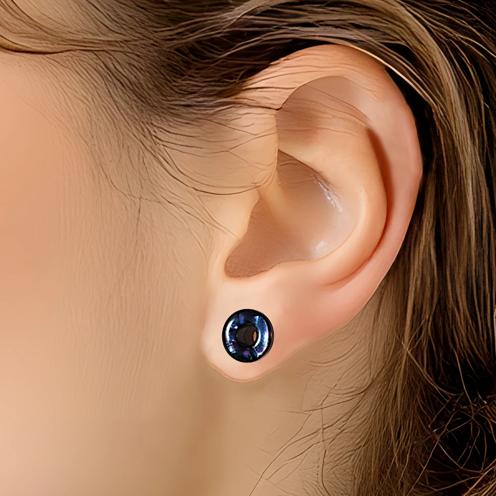 1Pair Surgical Steel Ear Plug Black Plated Screw Fit Ear Flesh Tunnel Mix Cyan Blue Purple Expander Body Piercing Jewelry 6-25mm