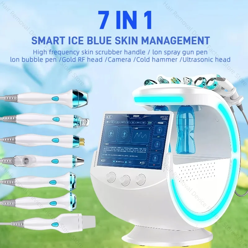 

7-in-1 Smart Ice Blue SPA Machine, Oxygen Microbubble Machine, Skin Regeneration, Skin Management Spray Gun, Skin Analysis