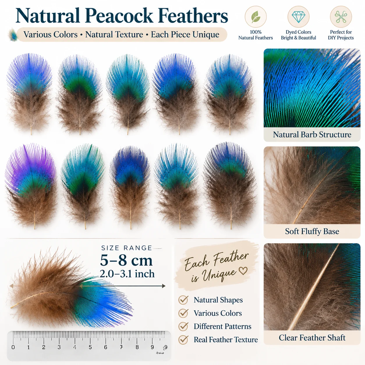 Blue Green Pheasant Feather Pieces Small Feathers 5-8cm for DIY Crafts Earrings Hair Clips Decoration Accessories