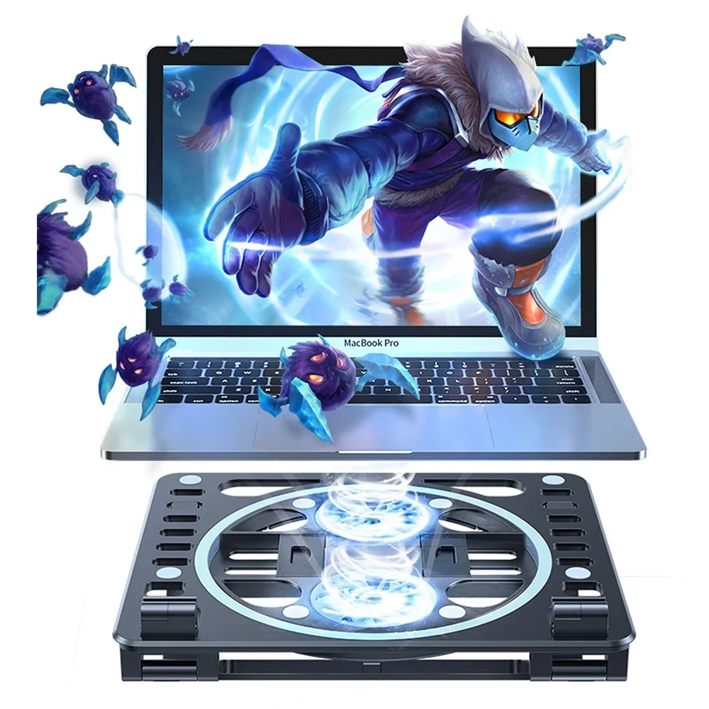 Portable Laptop Cooler Adjustable Laptop Stand With Cooling Fan Base Support Notebook Laptop Table Holder For Macbook Gaming PC