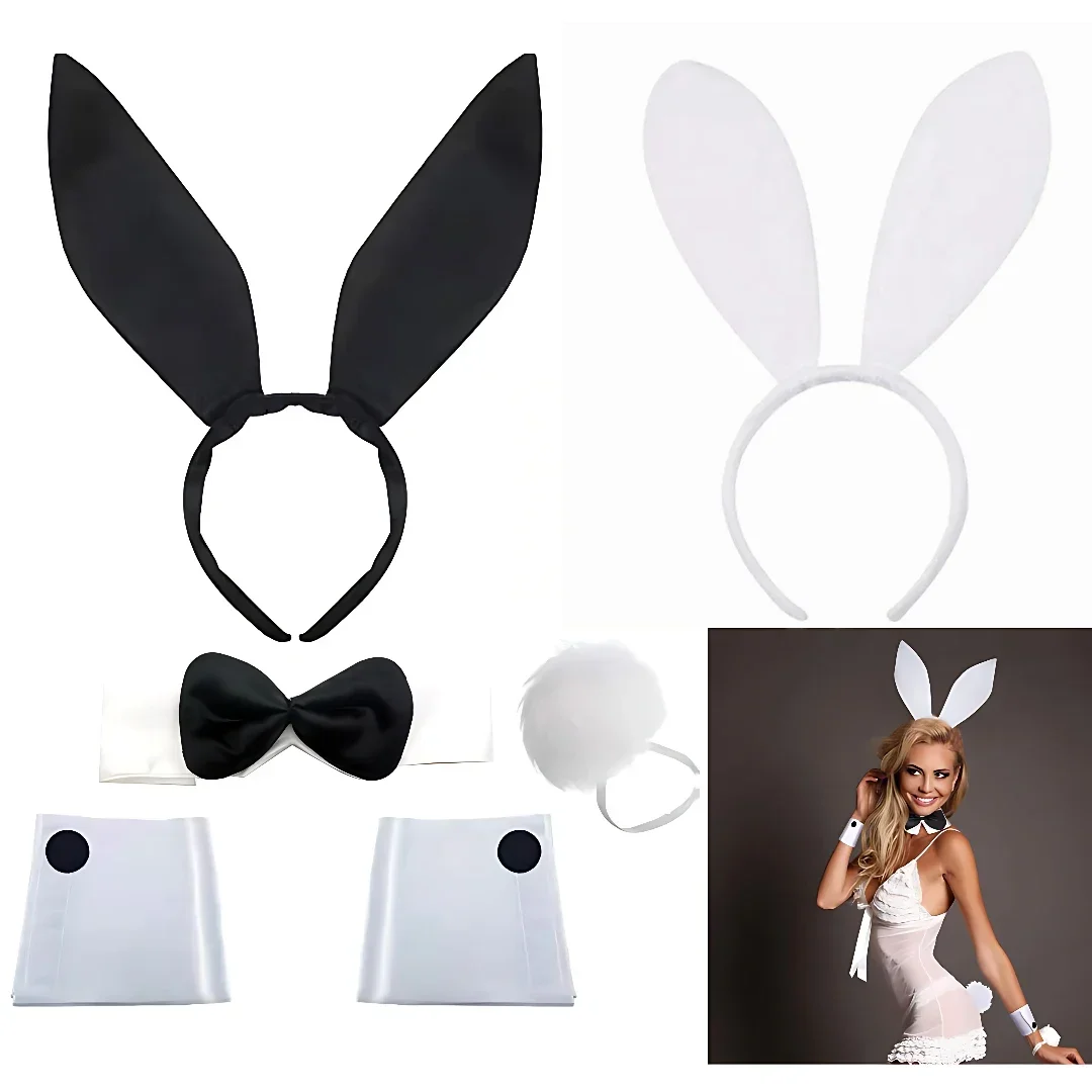 1-20 pezzi set orecchie da coniglio fasce per capelli fasce per ragazza coniglio accessori per capelli festa di Pasqua fasce per ballo di Halloween papillon di Halloween