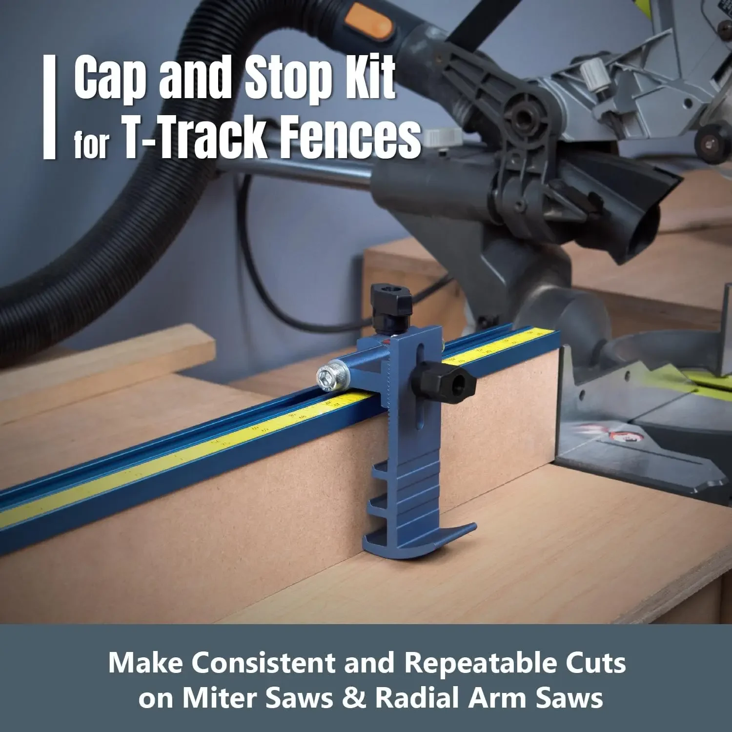 Miter Saw Fence for Miter Saw, Drill Press & Radial Arm Saw, Includes T Track Stop Kit, Tape Measures and T Track Fence