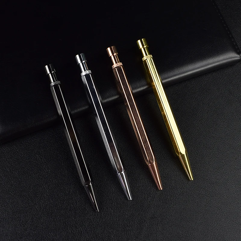 Hight Quality Luxury Precious Metal Brass Pen Golden Copper Titanium Rotating Threaded School Stationgery Office Supplies Gifts