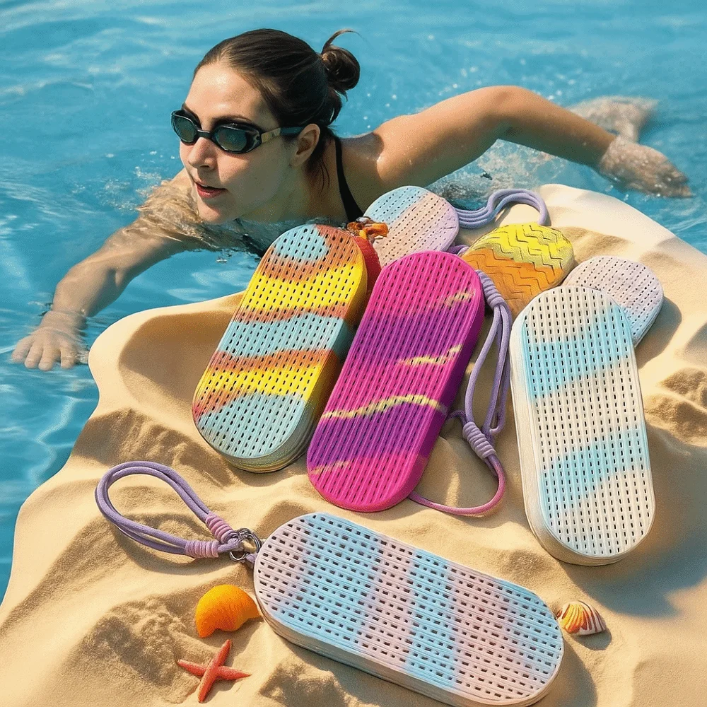 

Силиконовая защитная коробка для очков, двусторонняя коробка для очков для плавания большой емкости, сливное отверстие, дышащий чехол для очков для плавания