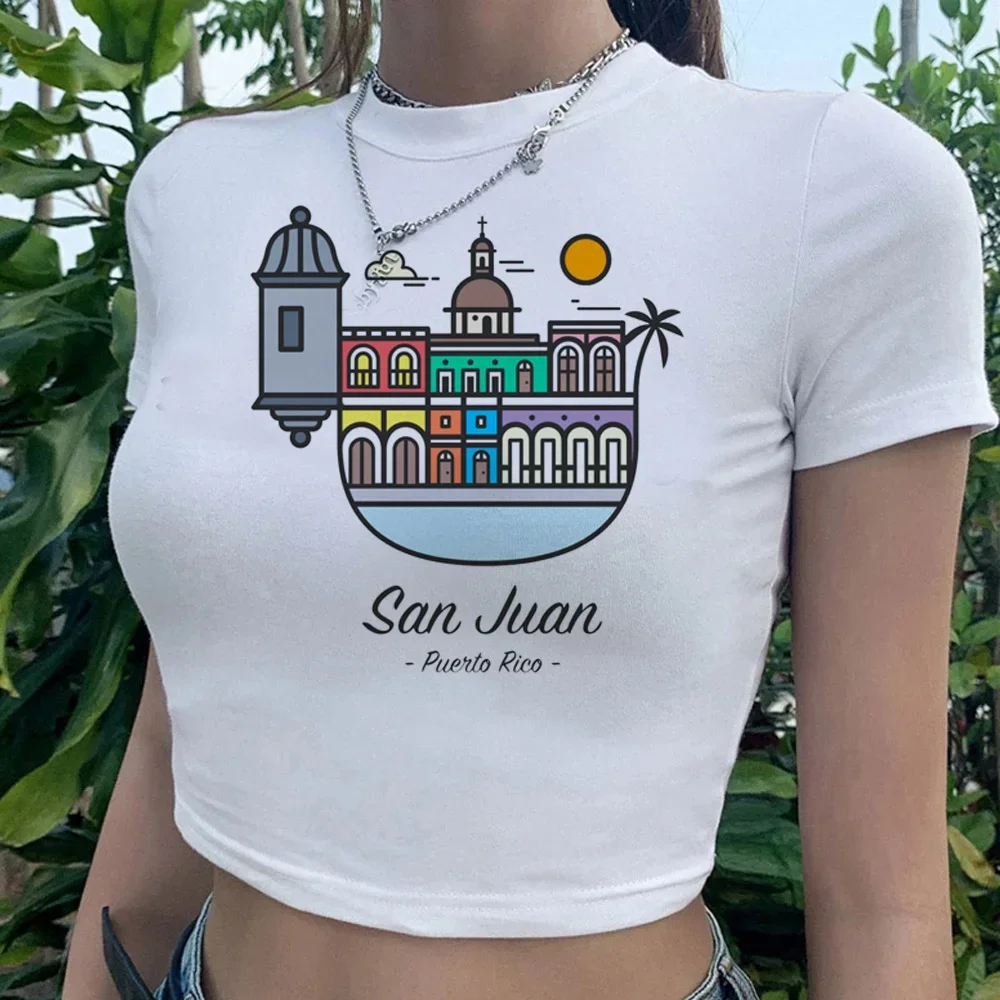 Puerto Rican T-Shirt Y2k 2000s Crop Top Cute Fashion Street Style Korean Harajuku   Anime Funny T-Shirt Girl Anime Manga Clothes