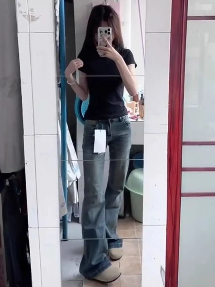 

Женские прямые джинсы с рюшами, плиссированные, драпированные, с разрезом, асимметричные детали, боковые джинсы, палаццо, широкие брюки, стильная драпировка