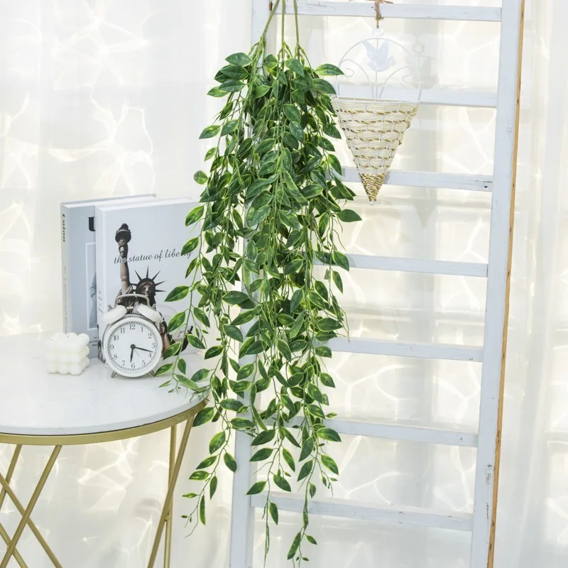 Artificial Pendurado Green Vine Plantas para Home Decor, Parede Simulação, Folha De Feijão, Decoração De Teto, Vinha Falsa, 38 ", 1Pc