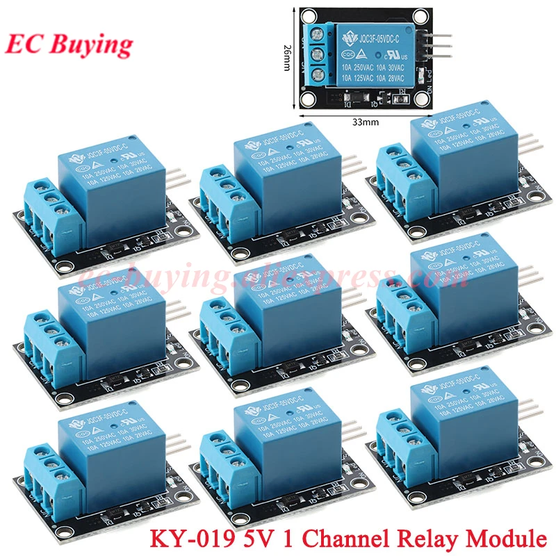10Pcs/1pc 5V 1 Channel Relay Module KY-019 One Way High Level Trigger Switch Control Board Shield For Arduino Electronic