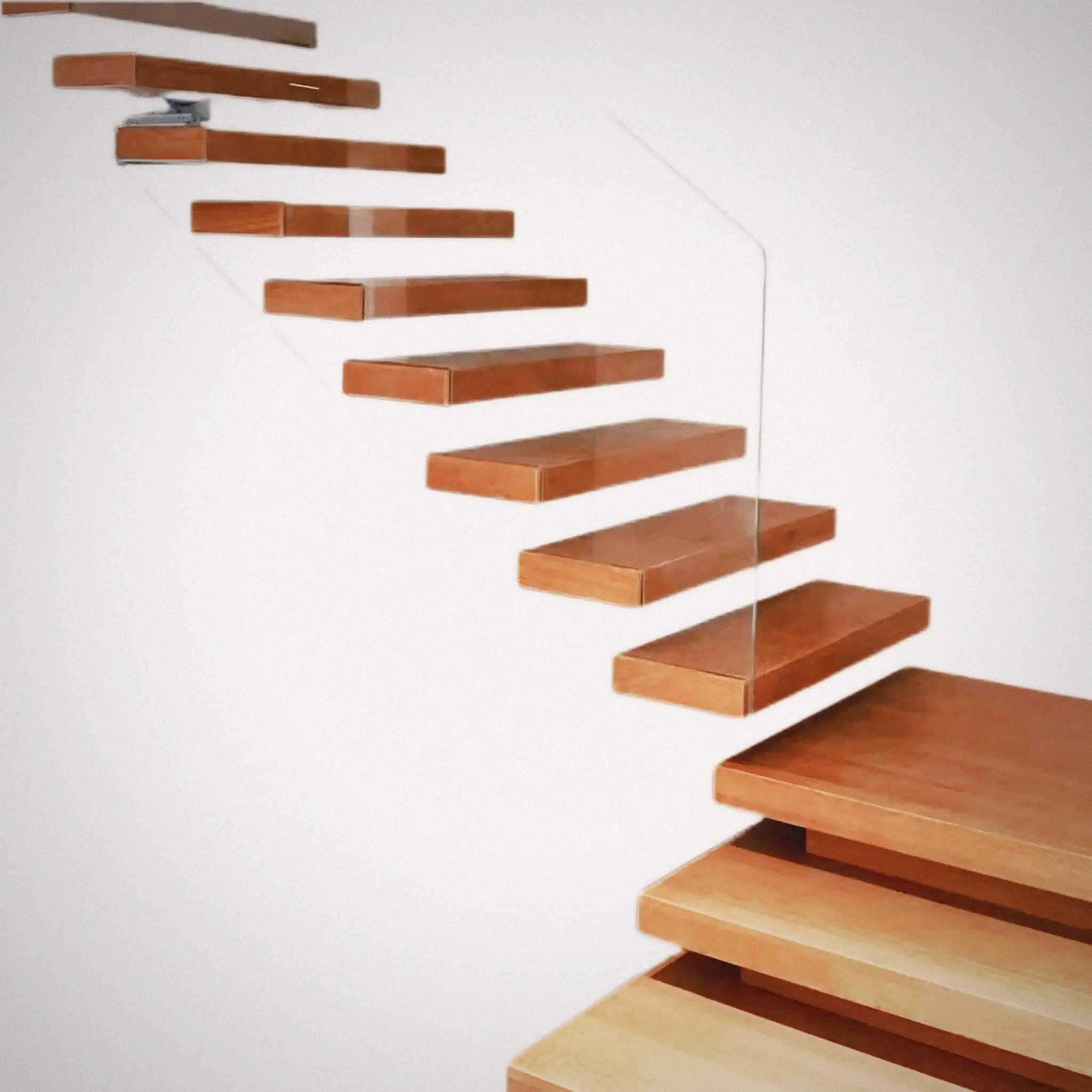 カスタマイズ可能な直線浮遊階段、カスタム住宅用階段、木製階段踏み板、木製階段キット