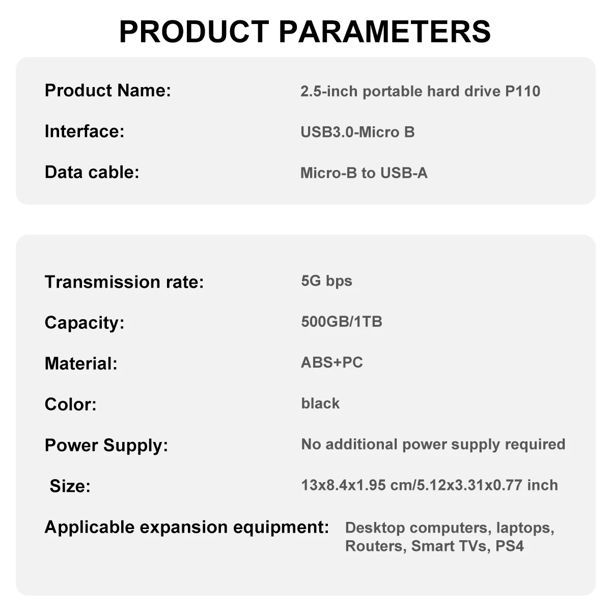 Kodak P110 Tragbare externe Festplatte 500 GB 1T 2T USB3.0 Leichte PHDD mit Silikon-Schutzhülle für PC-Tablets PS5 – Detail 11
