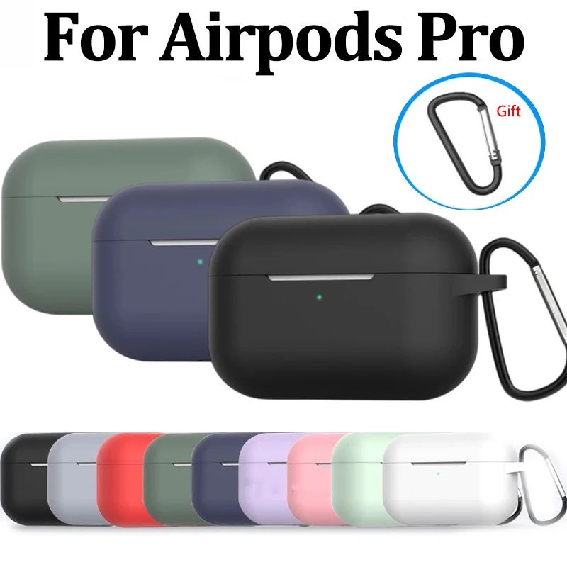 Silicone Case for Apple Airpods Pro Wireless Bluetooth Earphones Shockproof Case for Air Pods Pro 1st gen with Hook Charging Box