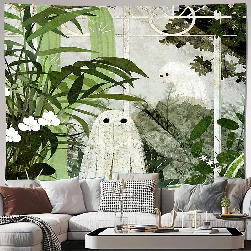

Bohemian Wall Tapestry Nature Forest Trees Leaves Floral Backdrop Home Decor Room Divider Aesthetic Wall Hanging Vintage Tapestr