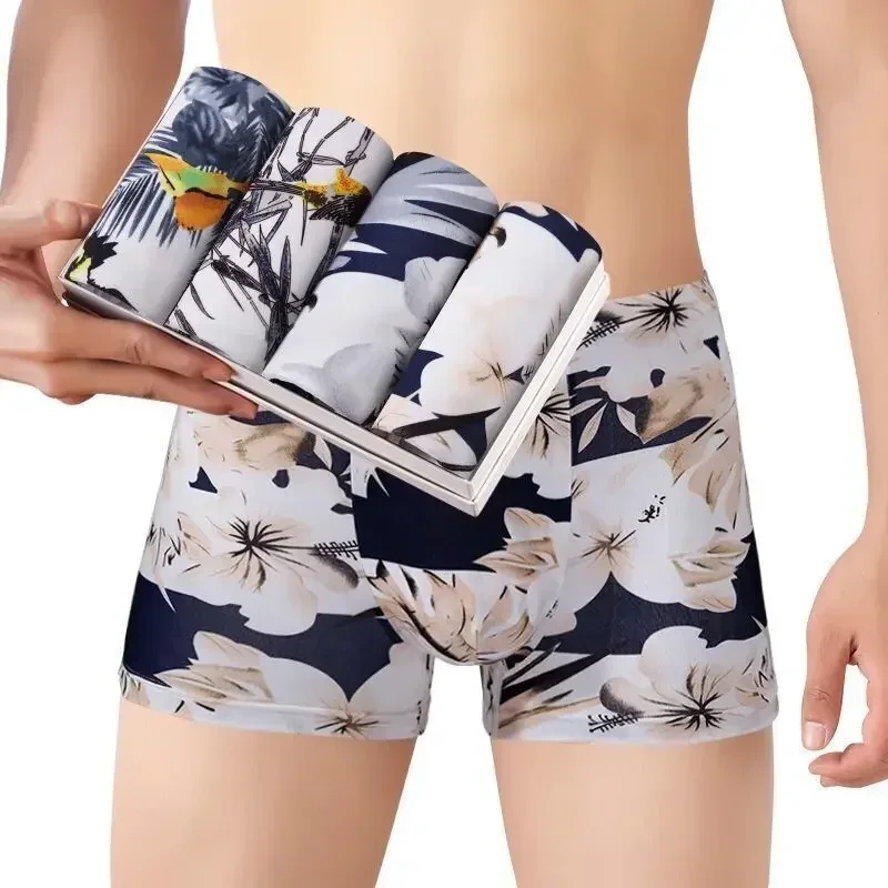 

Pack Hombre Fashion Male Printed Men Seamless 4Pcs/Lot Underpants Calzoncillo Underwear Boxers Man Boxer Breathable Panties Mens