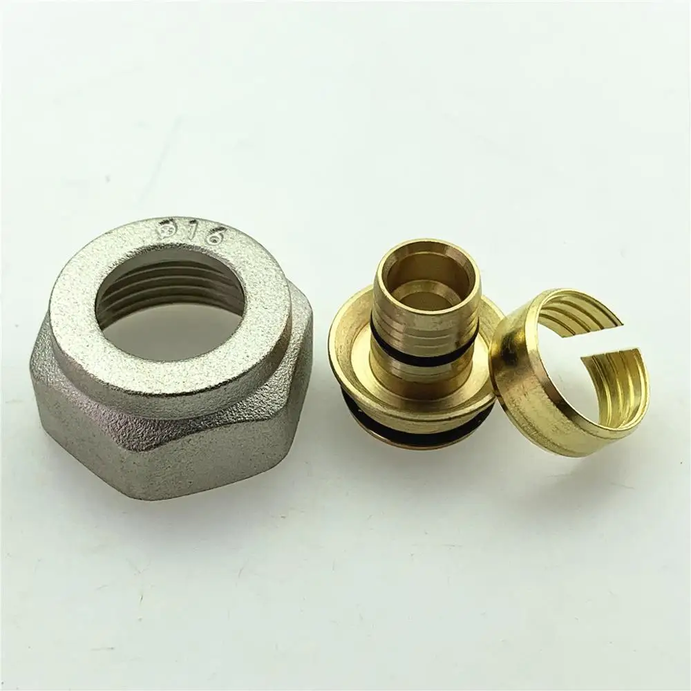 Juntas de calefacción de suelo, accesorio de junta de latón, colector de agua geotérmico, subcuenca, 12/16mm