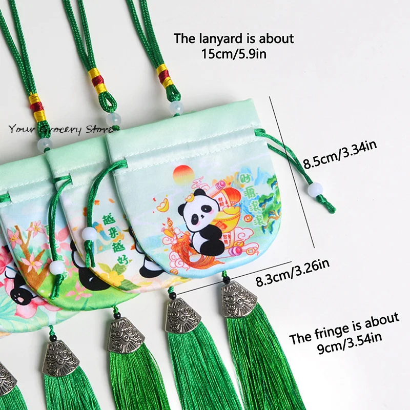 Sachet Empty Bag Chinese Style Jewelry Storage Bag Panda Pattern Embroidery Sachet Lucky Tassel Drawstring Bag