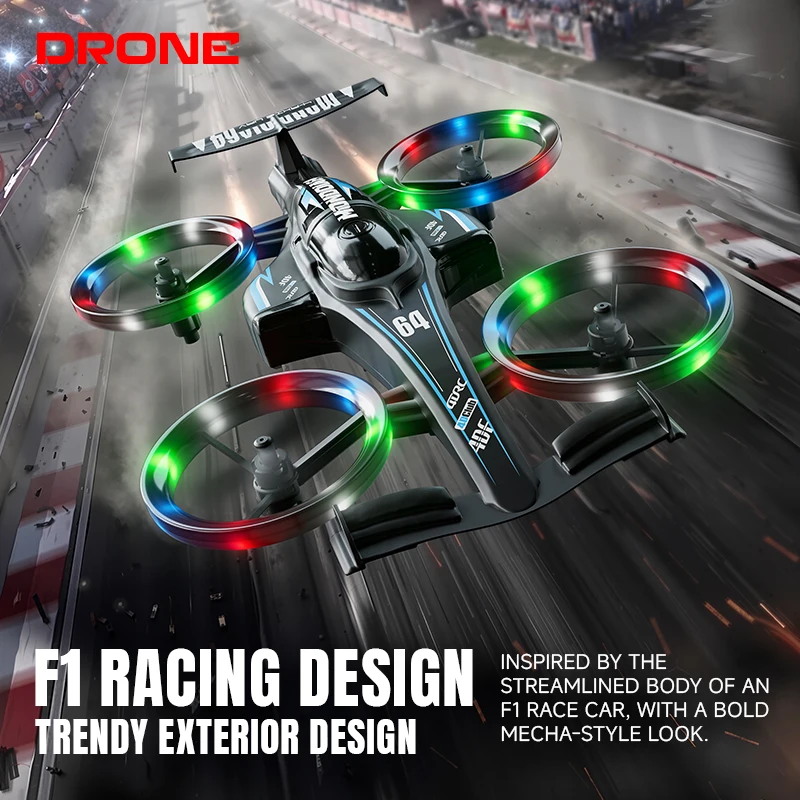 2 in 1 Drone & RC Car, 2.4G Remote Control Quadcopter with Altitude Hold, Headless Mode, Flying RC Car Helicopter Toy, Kids Gift