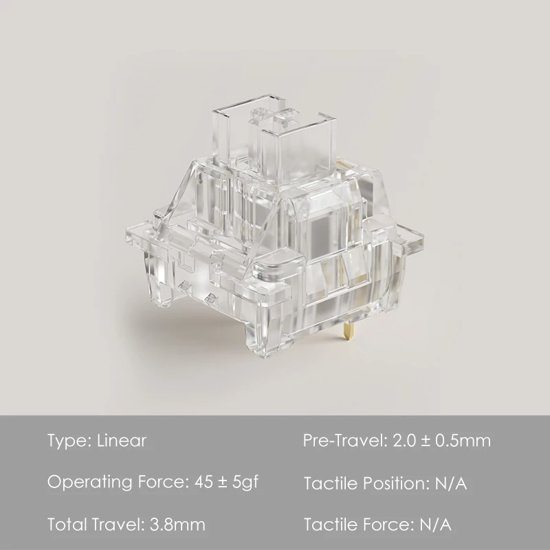 Akko CS 크리스탈 풀 폴리카보네이트 스위치, MX 기계식 키보드 호환, 3 핀 43gf 선형 스위치, 45 개