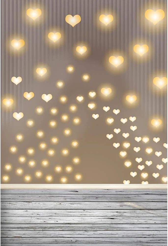 Sparkling Gold Hearts Baby Photo Backdrop Rustic Wooden Floor Background Newborn Baby Kids Portraits Studio Abstract Background