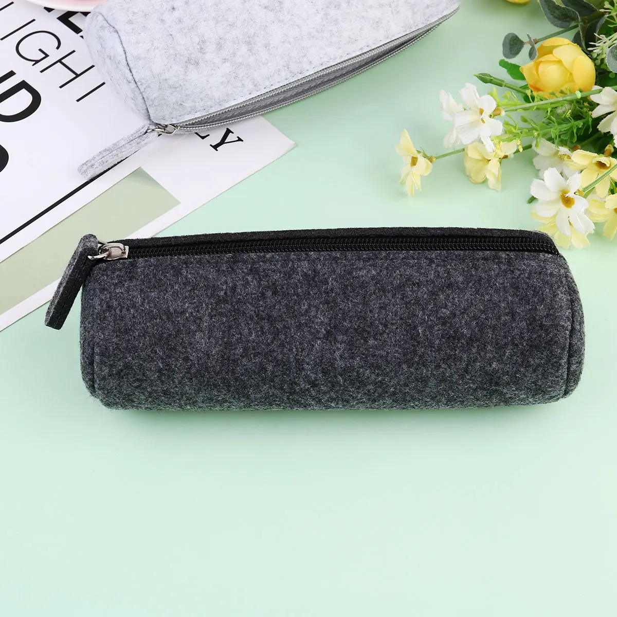 4pcs Pencil Case Pen Organizer Felt Stationery Bag For School Office Supplies Multi-Use Pouch Zipper Closure Scratch
