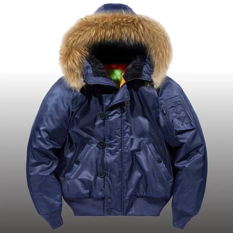 

Fur Collar Bomber Winter Jacket Men Thick Warm Cotton Liner Military Outwear Coats Ma-1 Pilot Flight Hooded Windproof Parkas