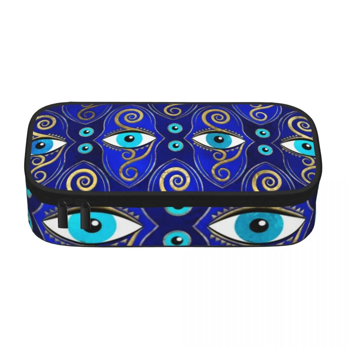 Evil Eye Charm Pattern Pencil Case Greek Eyes Mati Amulet For Child Stationery Zipper Pencil Box Large Capacity Fashion Pen Bags