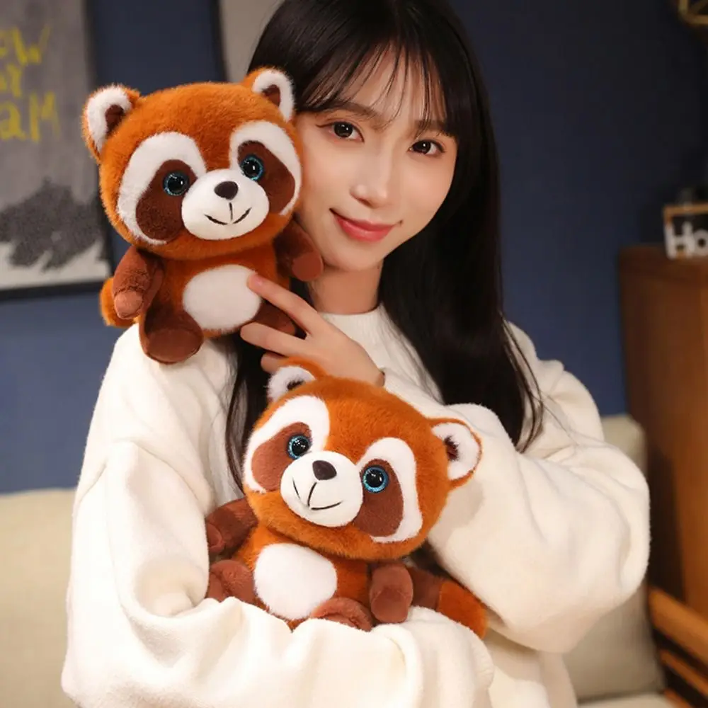 Animale di peluche Panda rosso Procione Peluche Bambola Postura seduta Simulazione Occhi verdi Procione Peluche Morbido cuscino Kawaii Giocattolo per bambini