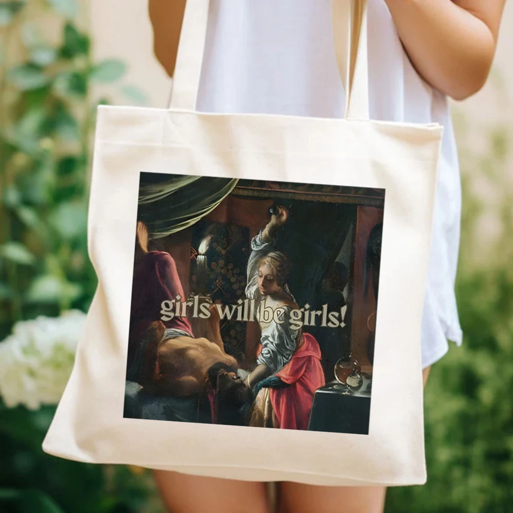 Girls Will Be Girls Bags Feminist Tote Bags Morbid Humor Women's Handbags Womens Rights Tote Bag Judith Holofernes Women Handbag