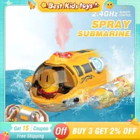 2.4G RC Spray Boat With Light Remote Control Motorboat Waterproof Double Propeller Mini Boat Swimming Pool Kids Toy Gift Boys