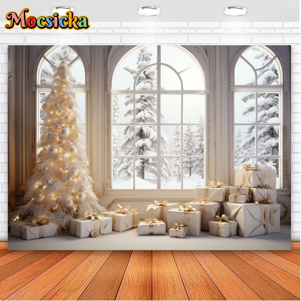 Mocsicka Winter Kerstfotografie Achtergronden Kerstcadeaus Vakantie Feest Familie Kinderen Portret Foto Backdrops Studio