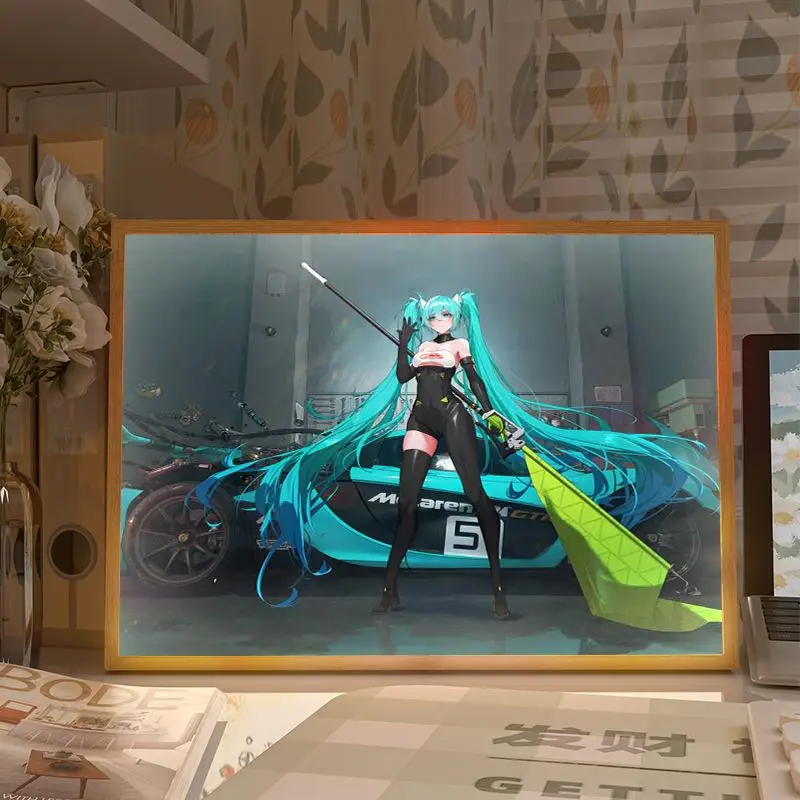

New Hatsune Miku Lighting Painting Creative Night Light Room Decoration Light Student Dormitory Three Color Change Anime Gifts