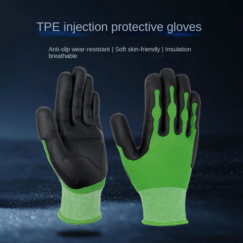 TPE Injection Protective Gloves Anti-skid Wear-resistant and Insulating Protective Gloves for Machinery Industry